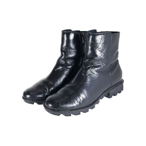 Sorel Women’s Emilie II US 8,5 Black Patent Leather Side Zip Ankle Boots Booties - Picture 1 of 15